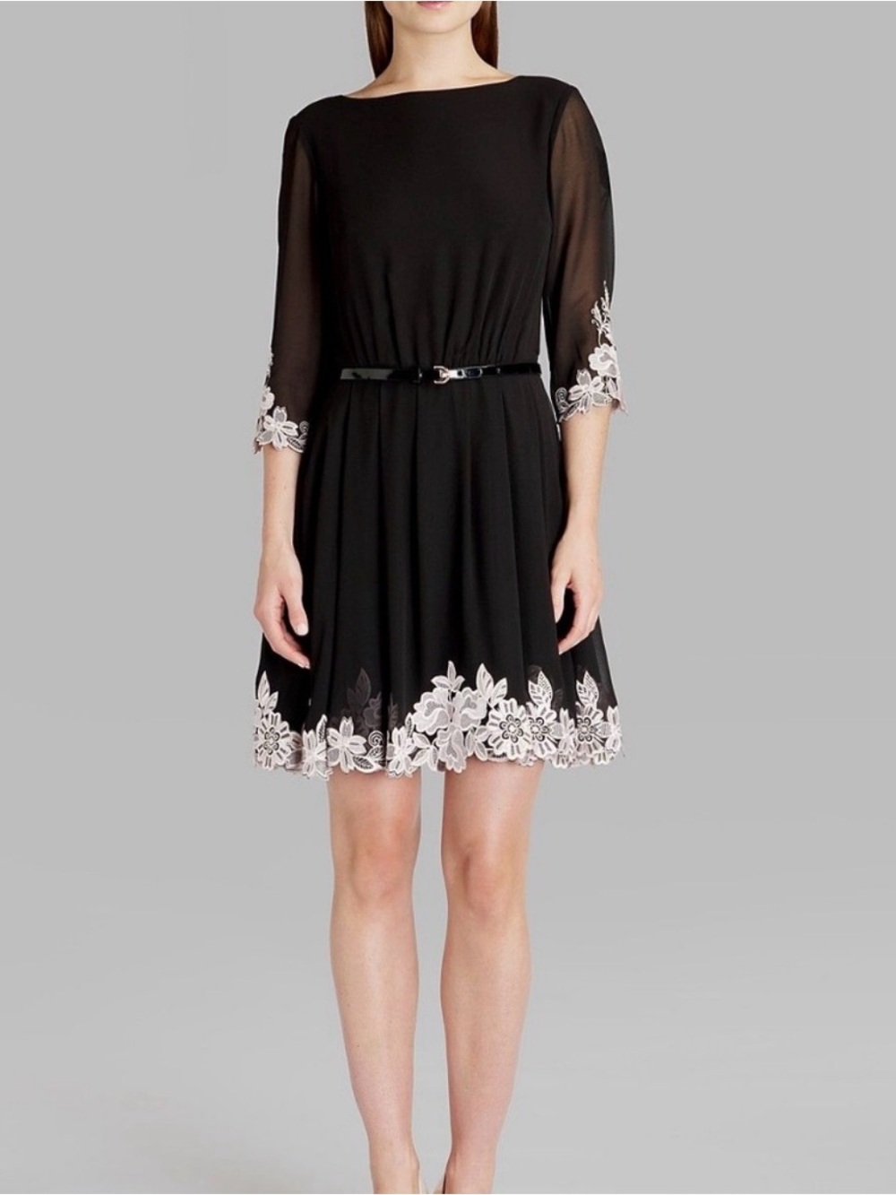 Ted Baker Feay Embroidered Lace Fit & Flare Dress Olivia Palermo Size 2